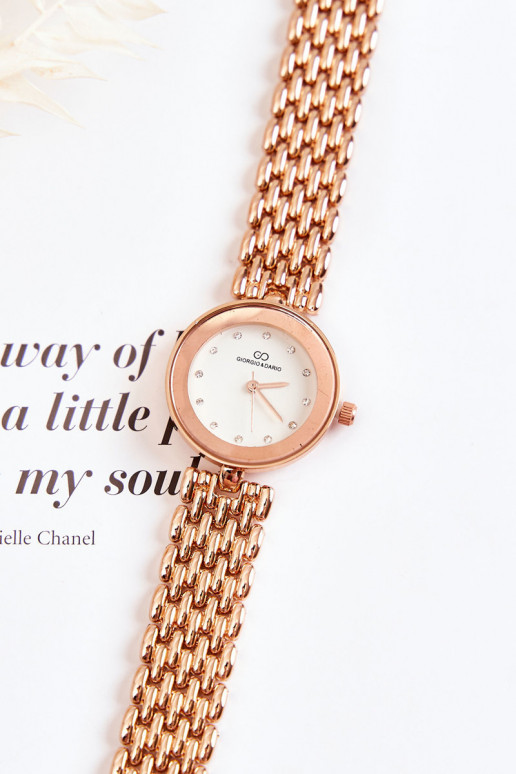 Dámske hodinky Giorgio & Dario s trblietavými očkami z ružového zlata