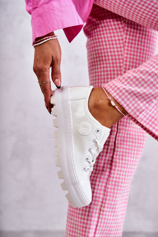 s efektom laku obuv na voľný čas Big Star KK274045 bielej farby