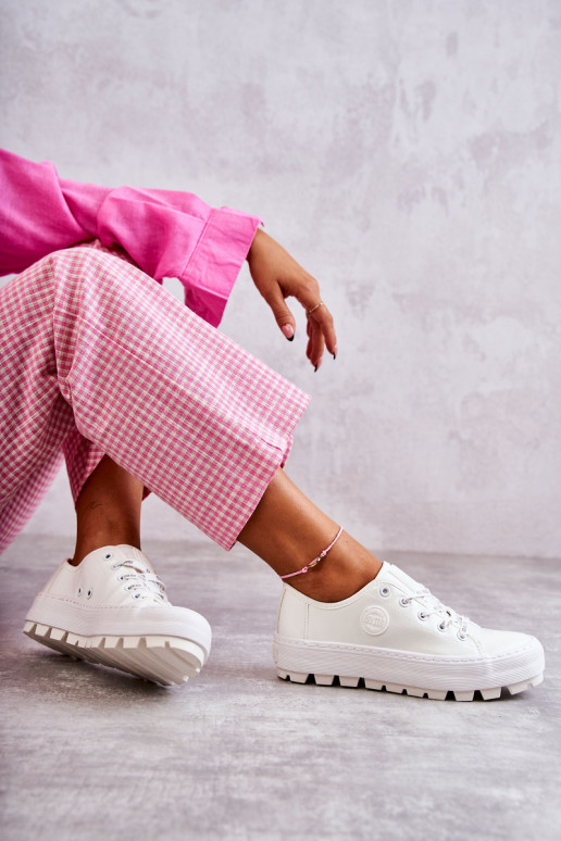 s efektom laku obuv na voľný čas Big Star KK274045 bielej farby