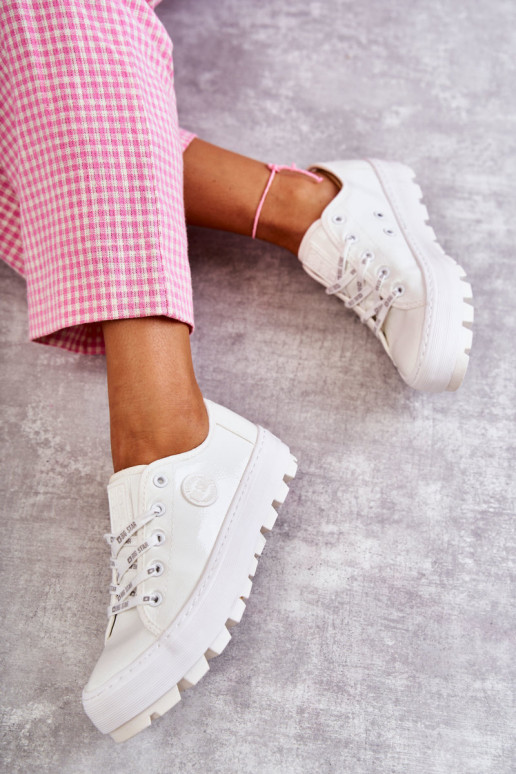 s efektom laku obuv na voľný čas Big Star KK274045 bielej farby