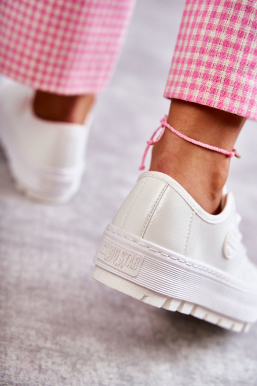 s efektom laku obuv na voľný čas Big Star KK274045 bielej farby