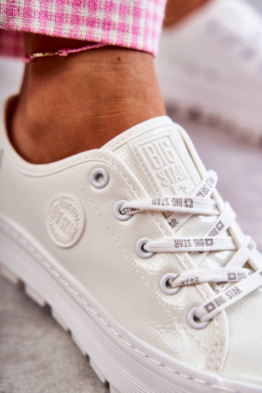 s efektom laku obuv na voľný čas Big Star KK274045 bielej farby