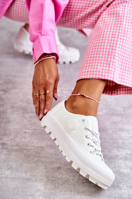 s efektom laku obuv na voľný čas Big Star KK274045 bielej farby