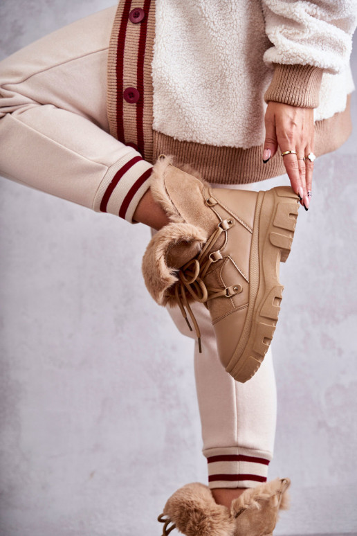 oteplené Čižmy topánky béžovej farby Charles oteplené Čižmy topánky béžovej farby Charles