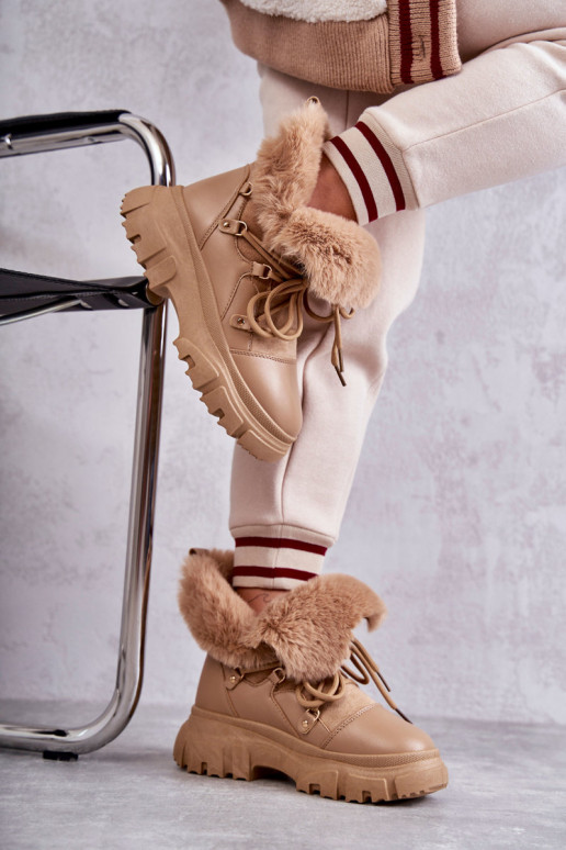 oteplené Čižmy topánky béžovej farby Charles oteplené Čižmy topánky béžovej farby Charles