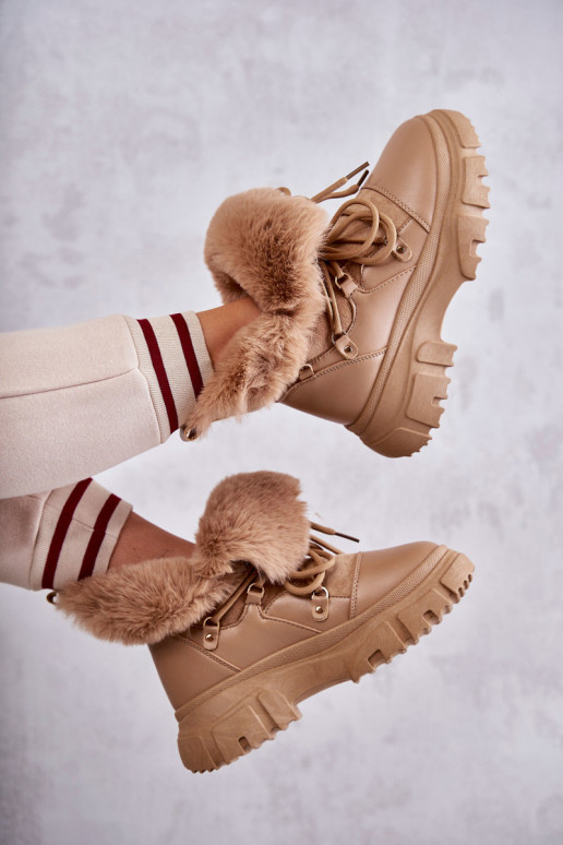 oteplené Čižmy topánky béžovej farby Charles oteplené Čižmy topánky béžovej farby Charles