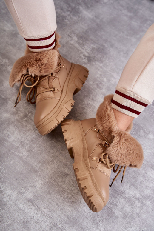 oteplené Čižmy topánky béžovej farby Charles oteplené Čižmy topánky béžovej farby Charles