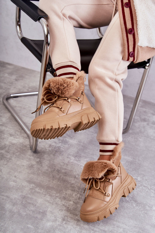 oteplené Čižmy topánky béžovej farby Charles oteplené Čižmy topánky béžovej farby Charles