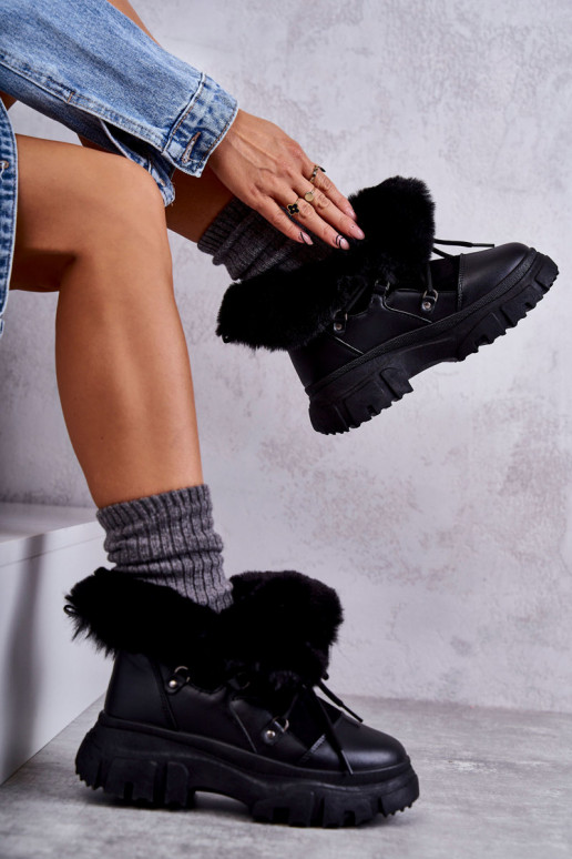 oteplené čižmy čiernej farby Charles oteplené čižmy čiernej farby Charles