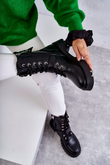 Čižmy na širokých podpätkoch v čiernej farbe Marlis 2