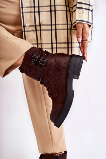 Semišové oteplené čižmy v hnedej farbe Silvor 2