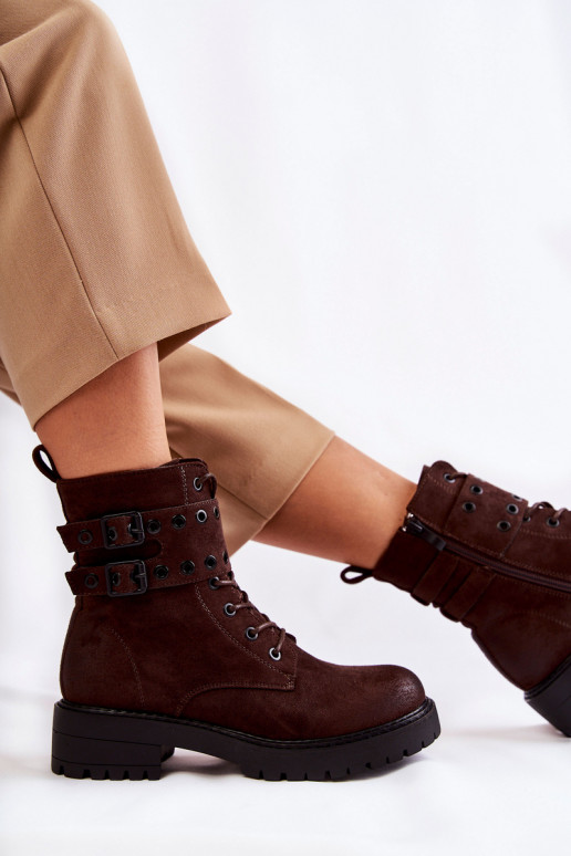 Semišové oteplené čižmy v hnedej farbe Silvor Semišové oteplené čižmy v hnedej farbe Silvor