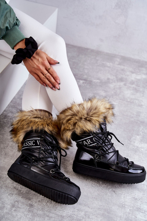 snehule so šnúrkami v čiernej farbe Santero snehule so šnúrkami v čiernej farbe Santero