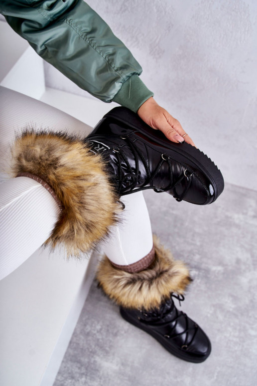 snehule so šnúrkami v čiernej farbe Santero snehule so šnúrkami v čiernej farbe Santero