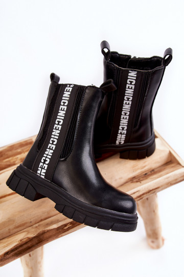 Detské čižmy vyteplené v čiernej farbe Kimmy 2