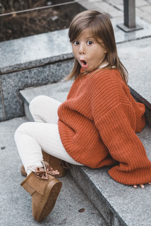 Detské vyteplené snehule so stuhami v hnedej farbe Meriva