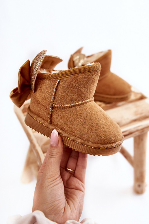 Detské vyteplené snehule so stuhami v hnedej farbe Meriva