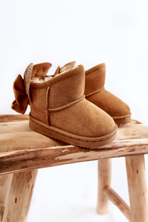 Detské vyteplené snehule so stuhami v hnedej farbe Meriva