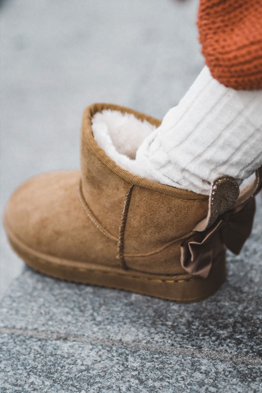 Detské vyteplené snehule so stuhami v hnedej farbe Meriva