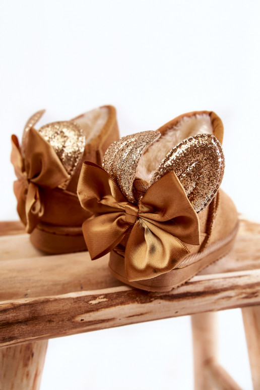 Detské vyteplené snehule so stuhami v hnedej farbe Meriva