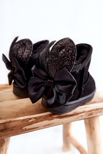 Detské zateplené snehule so stuhami v čiernej farbe Meriva 2