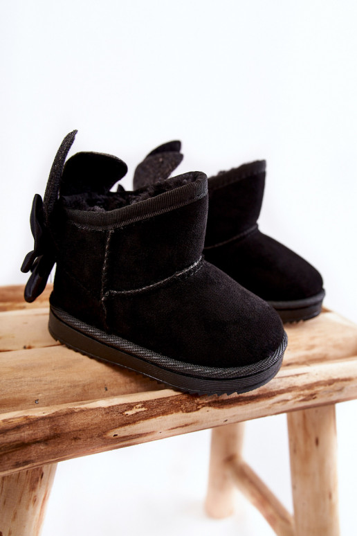 Detské zateplené snehule so stuhami v čiernej farbe Meriva