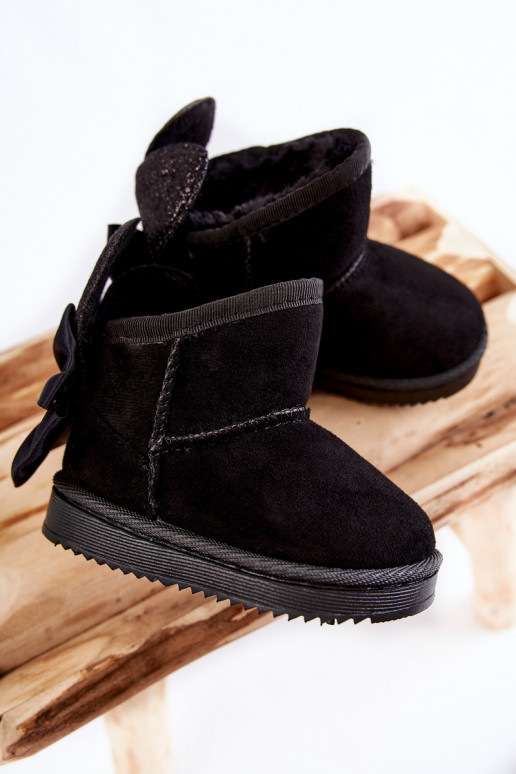 Detské zateplené snehule so stuhami v čiernej farbe Meriva