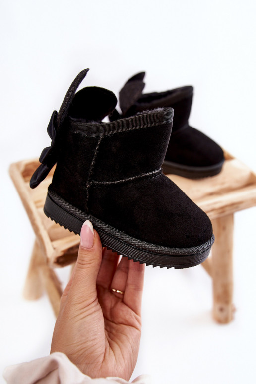 Detské zateplené snehule so stuhami v čiernej farbe Meriva