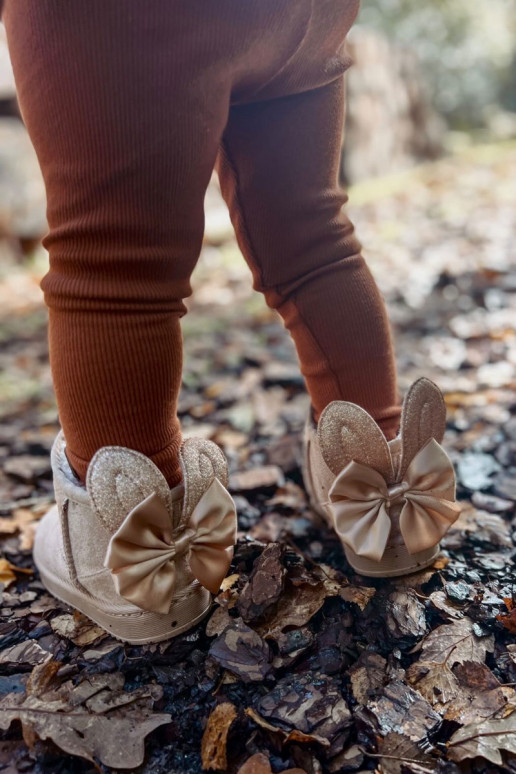 Detské zateplené snehule so stuhami béžová Meriva