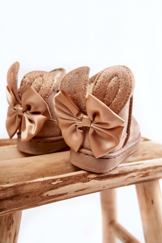 Detské zateplené snehule so stuhami béžová Meriva