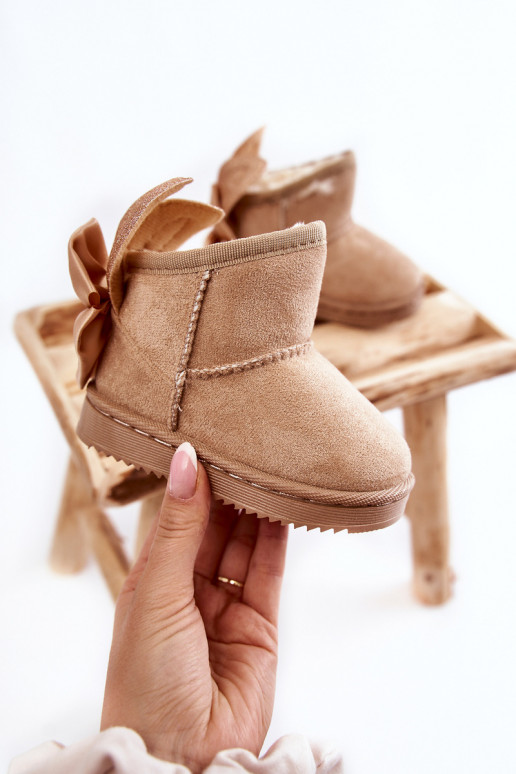 Detské zateplené snehule so stuhami béžová Meriva