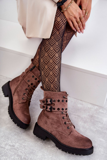 Semišové oteplené čižmy v hnedej farbe Silvor 2