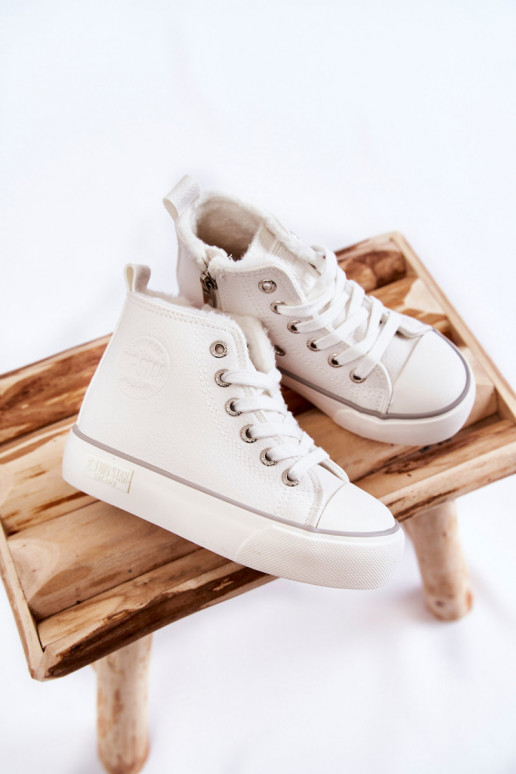 Detské topánky s vložkou na zips Big Star KK374227 bielej farby