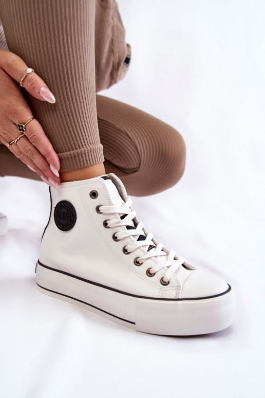 oteplené voľnočasové topánky Big Star KK274170 bielej farby oteplené voľnočasové topánky Big Star KK274170 bielej farby