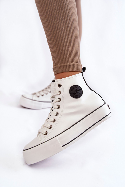 oteplené voľnočasové topánky Big Star KK274170 bielej farby oteplené voľnočasové topánky Big Star KK274170 bielej farby