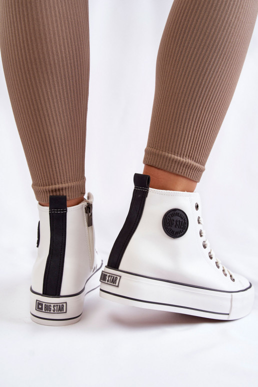 oteplené voľnočasové topánky Big Star KK274170 bielej farby oteplené voľnočasové topánky Big Star KK274170 bielej farby