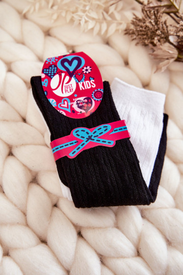 Mladistvé dlhé ponožky pod kolená 2 ks. Čierne a biele farby