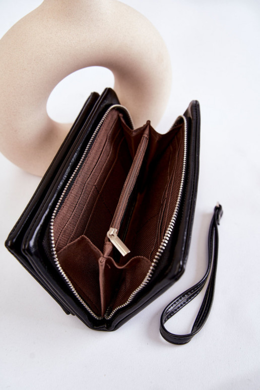 Dámska veľká kožená peňaženka v čiernej farbe Shiness