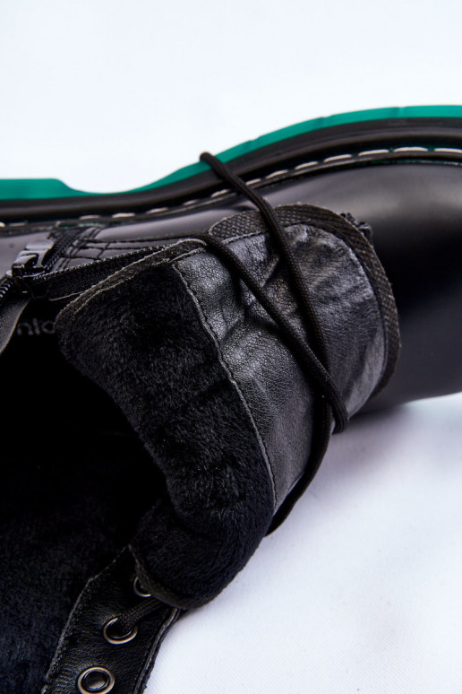 Čierne dámske čižmy Trinah na zelenej platforme Čierne dámske čižmy Trinah na zelenej platforme