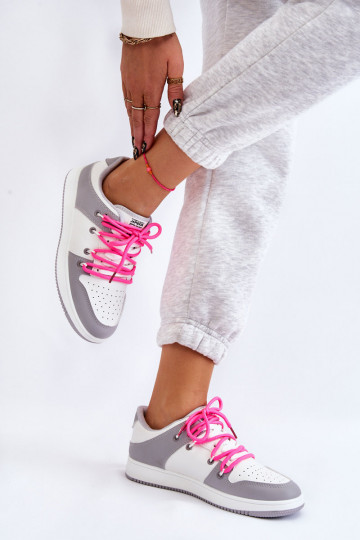 Klasický model športovej obuvi so šnúrkami Bielo-šedá farba Jella 2