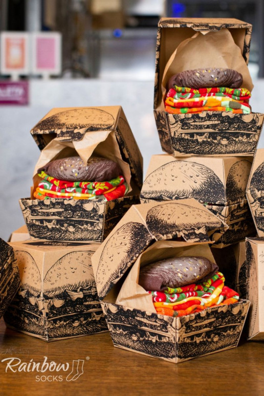 Farebné ponožky v krabičke Burger Vege 2 páry Farebné ponožky v krabičke Burger Vege 2 páry