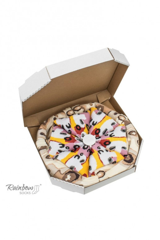 Farebné ponožky v krabičke Pizza 4 páry Farebné ponožky v krabičke Pizza 4 páry