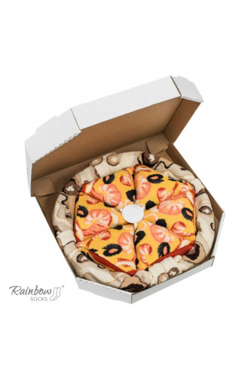 Farebné ponožky v krabičke Pizza 4 páry
