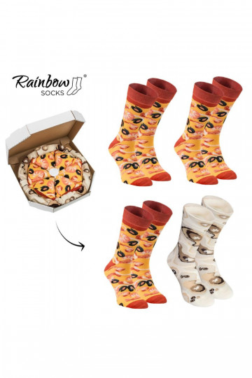 Farebné ponožky v krabičke Pizza 4 páry 2