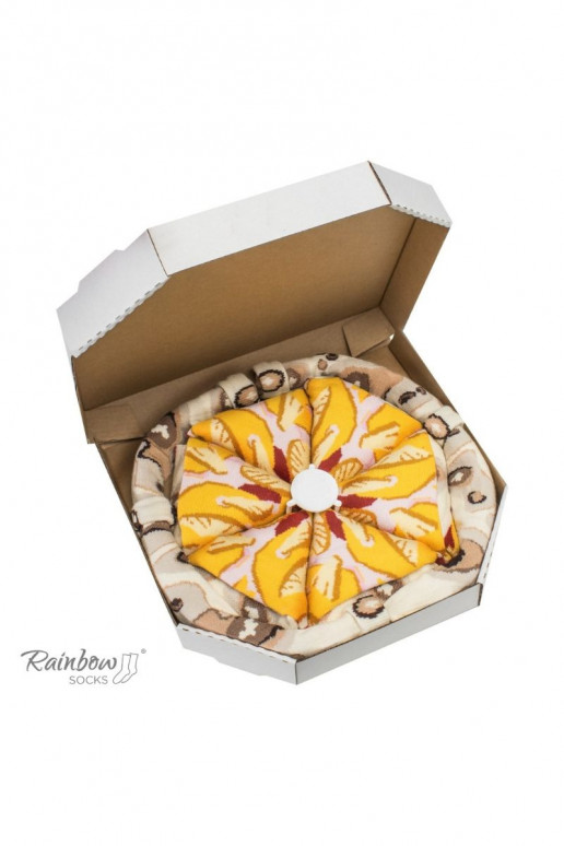 Farebné ponožky v krabičke Pizza 4 páry Farebné ponožky v krabičke Pizza 4 páry