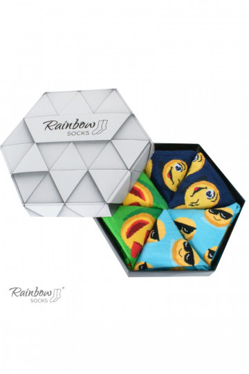 3 páry farebných ponožiek v krabičke