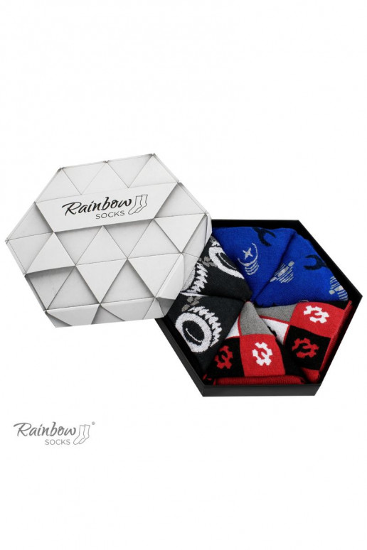 3 páry farebných ponožiek v krabičke 3 páry farebných ponožiek v krabičke