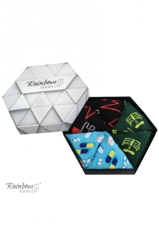 3 páry farebných ponožiek v krabičke 3 páry farebných ponožiek v krabičke