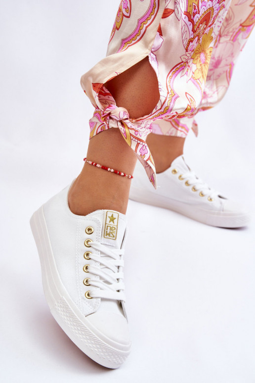 Klasický model voľnočasovej obuvi Bielo-zlatá farba Ecoma