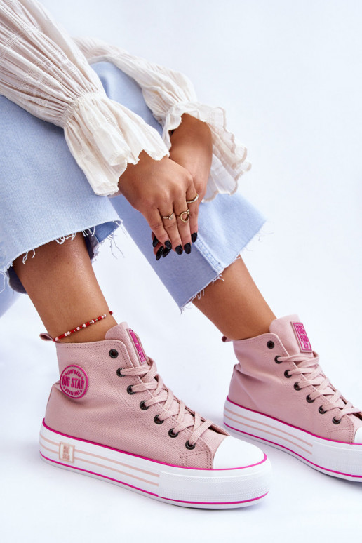 obuv na voľný čas s platformou Big Star LL274186 ružová obuv na voľný čas s platformou Big Star LL274186 ružová